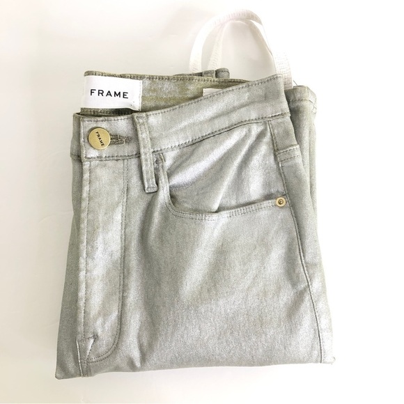 FRAME silver metallic Ali High Rise Cigarette Jeans - Picture 12 of 12